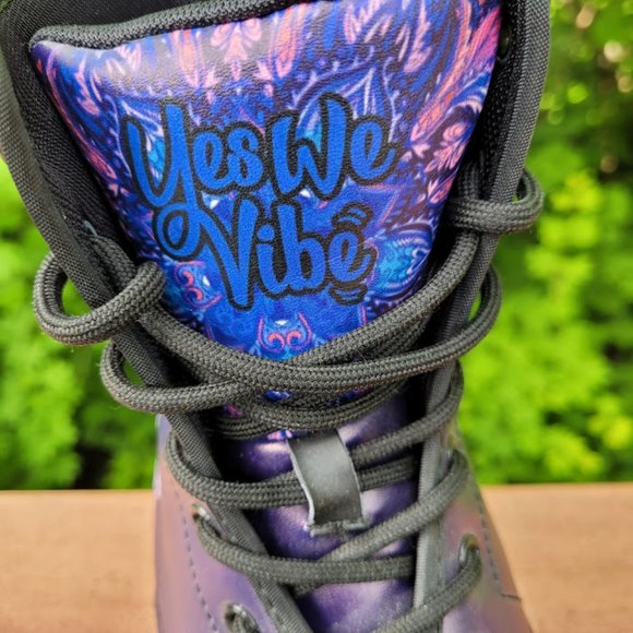 SOLD: Yes We Vibe Psychedelic Doc Martin Style Boots 39 Mandala Peace Festival - Picture 6 of 12